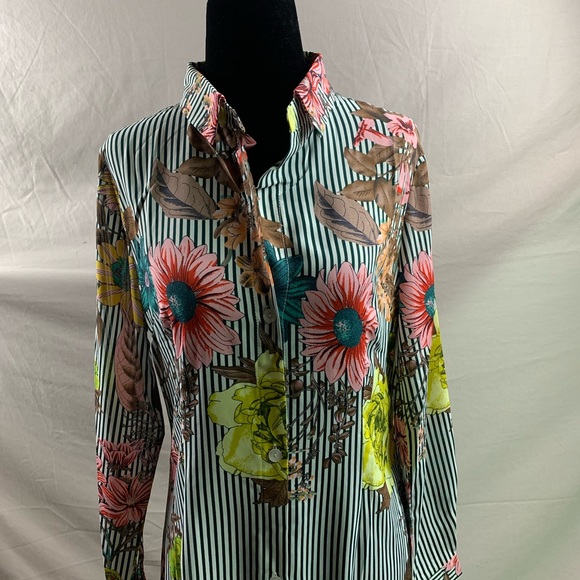 Boho Striped Floral Longline Shirt - Picture 7 of 10